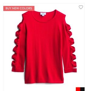Red bow cut out sleeve sweater CeCe NWT
